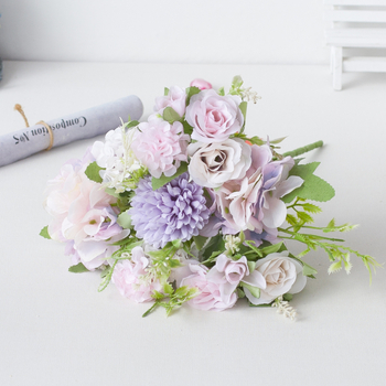 HNA flori din plastic și mătase, buchet de mână cu 7 brațe pentru nuntă, recuzită de fotografie și decor de casă