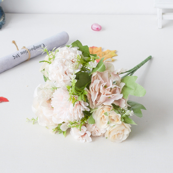 HNA flori din plastic și mătase, buchet de mână cu 7 brațe pentru nuntă, recuzită de fotografie și decor de casă