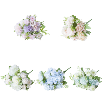 HNA flori din plastic și mătase, buchet de mână cu 7 brațe pentru nuntă, recuzită de fotografie și decor de casă