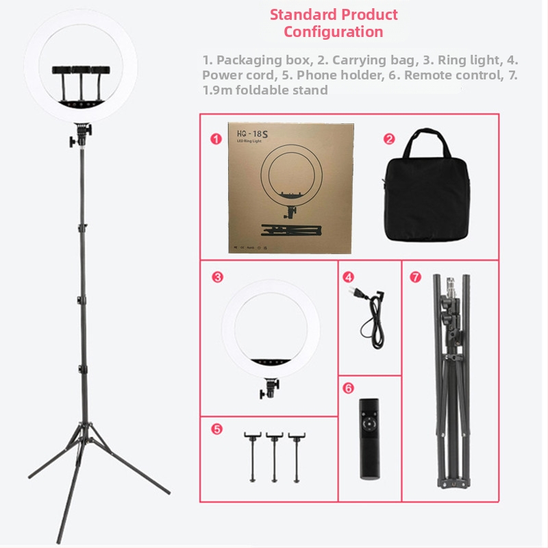 LED kruhové svetlo pre fotografovanie, model 18S, tri teploty farieb, 51–100W, 100–240 VAC, zvislé uchytenie