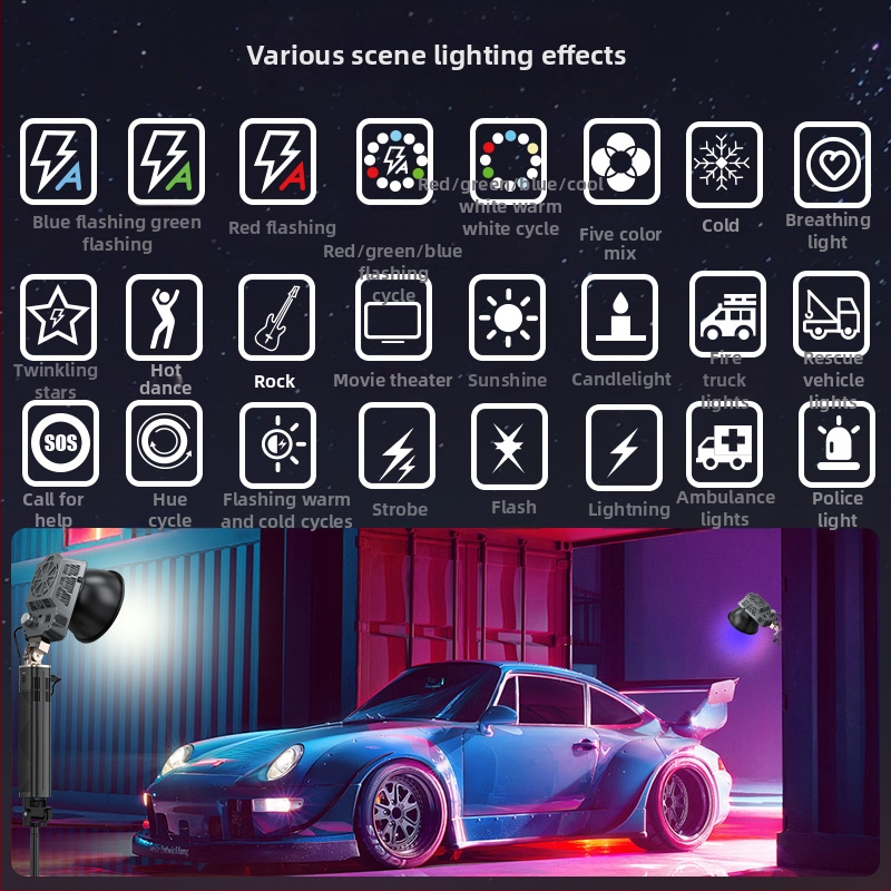 Φωτιστικό πλήρωσης φωτογραφίας - 100W RGB COB, φορητό με χειρολαβή, 24 ειδικά εφέ, CRI ≥95