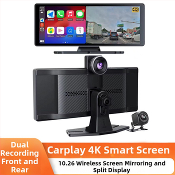 CarPlay dash kamera s 4K predným a zadným duálnym záznamom, montáž do stredovej konzoly, 140° uhol, 2160P rozlíšenie, WiFi