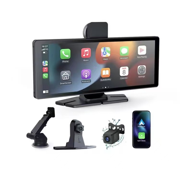 CarPlay dash камера с преден/заден 4K запис, монтиран в централната конзола, 140° широк ъгъл, 2160P резолюция, WiFi