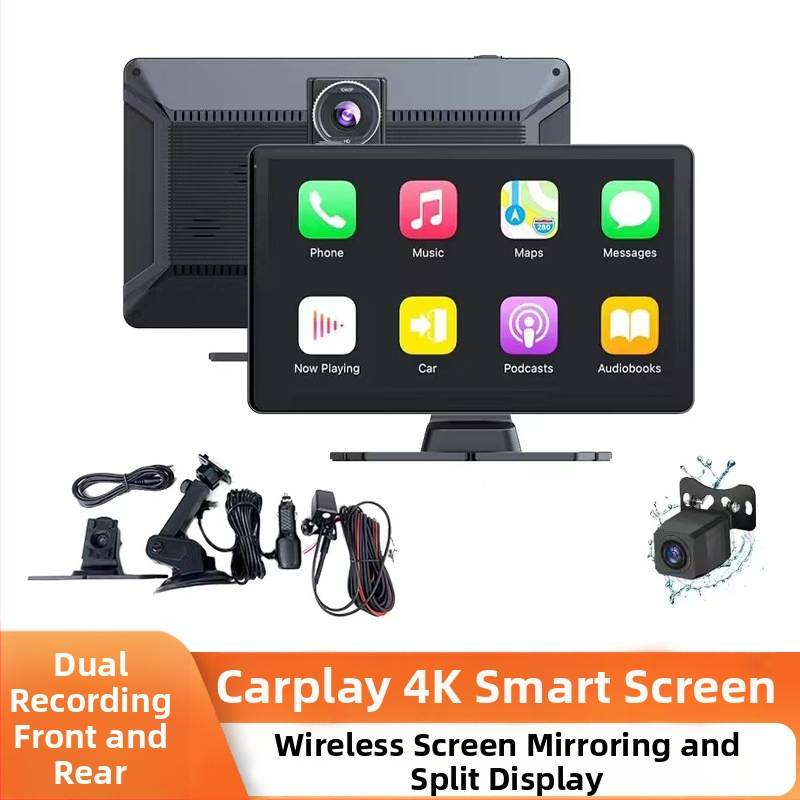 CarPlay dash kamera s 4K predným a zadným duálnym záznamom, montáž do stredovej konzoly, 140° uhol, 2160P rozlíšenie, WiFi