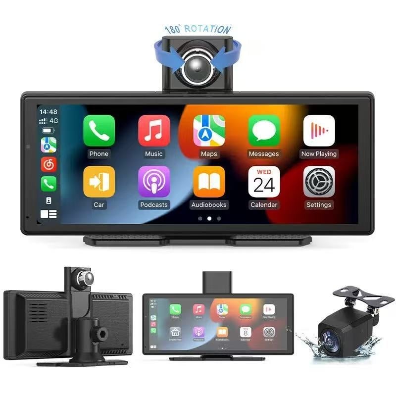 CarPlay dash камера с преден/заден 4K запис, монтиран в централната конзола, 140° широк ъгъл, 2160P резолюция, WiFi