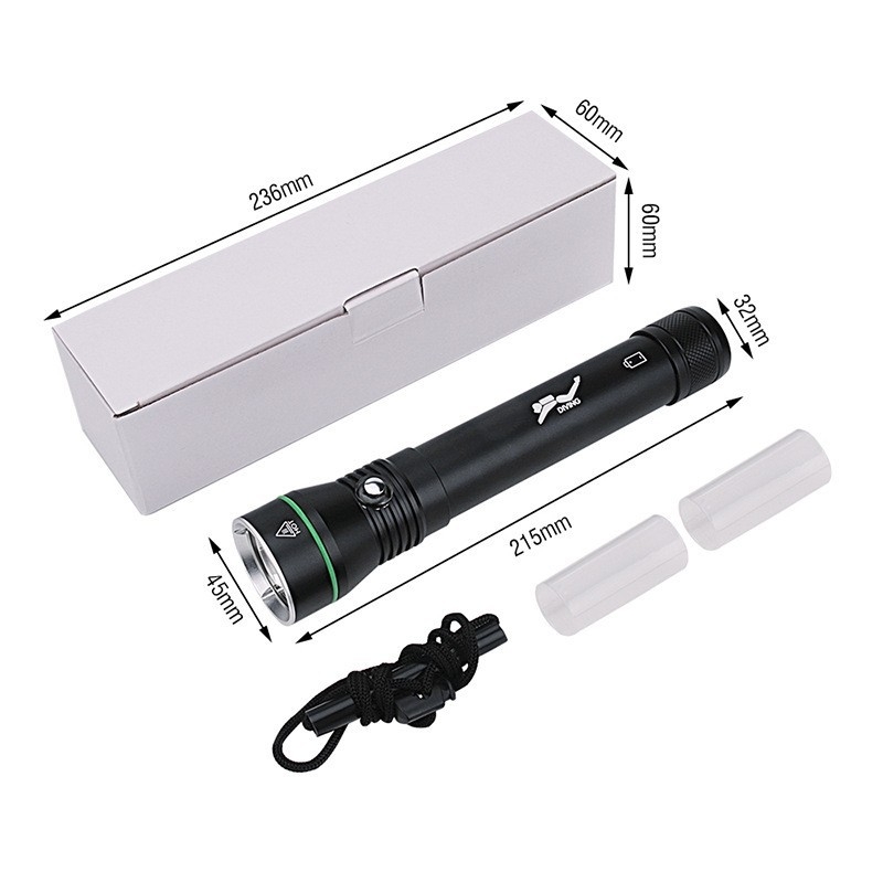 Potapljačka svjetiljka, LED 10W, Vanjska baterija: 2x18650/2x26650, Aluminijska legura kućište, Vodootporna