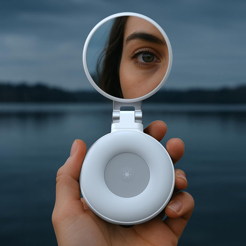 Mini selfie svjetlo za telefon s MagSafe magnetskim pričvršćivanjem i ogledalom; 360° sklopno; tri postavke temperature svjetla, 2500K–9900K; <10W, 3.7V