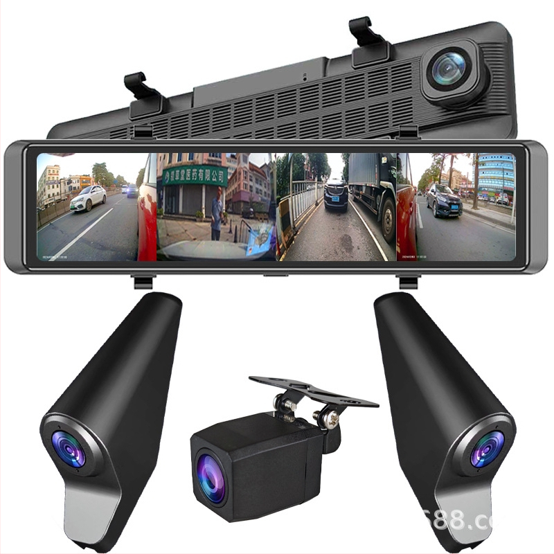 Auto retrovizor dashcam s prednjim i stražnjim dualnim objektivima, 1080p, 170° kut gledanja, petlja snimanja, nadzor parkiranja, dodirni zaslon
