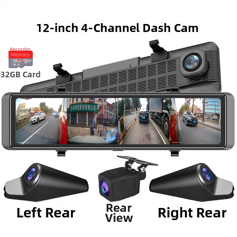 Auto retrovizor dashcam s prednjim i stražnjim dualnim objektivima, 1080p, 170° kut gledanja, petlja snimanja, nadzor parkiranja, dodirni zaslon