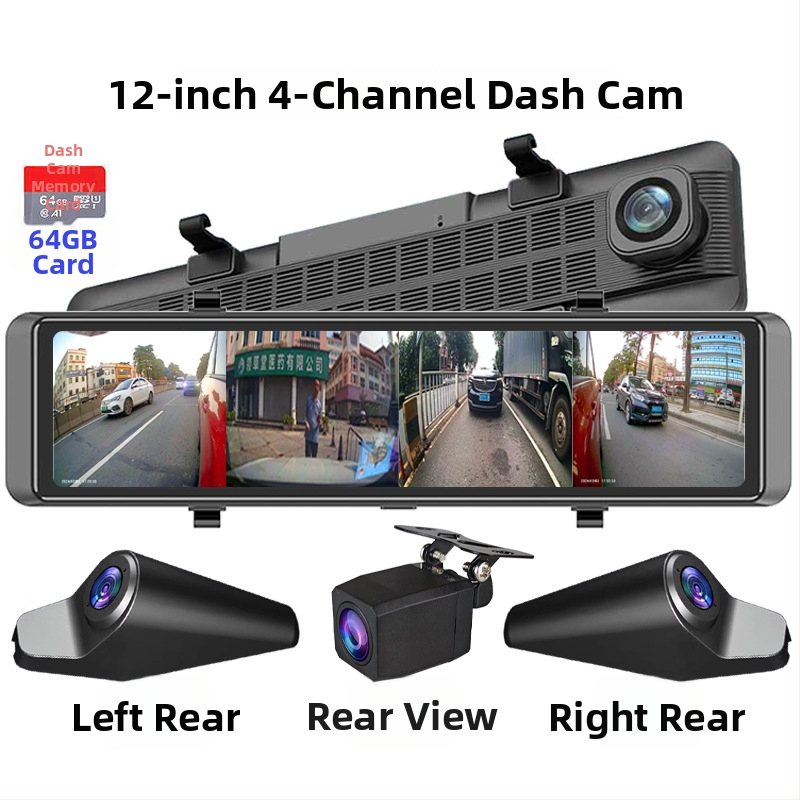 Auto retrovizor dashcam s prednjim i stražnjim dualnim objektivima, 1080p, 170° kut gledanja, petlja snimanja, nadzor parkiranja, dodirni zaslon