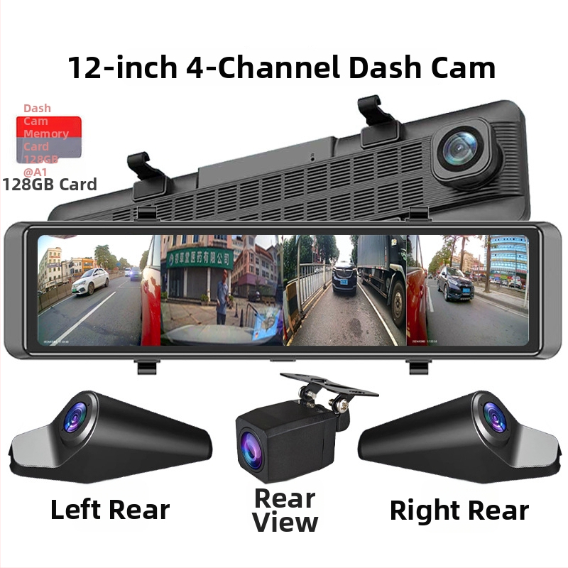 Auto retrovizor dashcam s prednjim i stražnjim dualnim objektivima, 1080p, 170° kut gledanja, petlja snimanja, nadzor parkiranja, dodirni zaslon