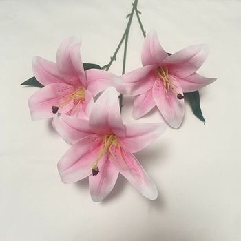 Xin Yuda 3-Head Silk Lily umjetni cvijet - 3D ispis, svadbena dekoracija za interijer, podna dekoracija
