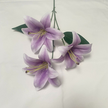 Xin Yuda 3-Head Silk Lily umjetni cvijet - 3D ispis, svadbena dekoracija za interijer, podna dekoracija