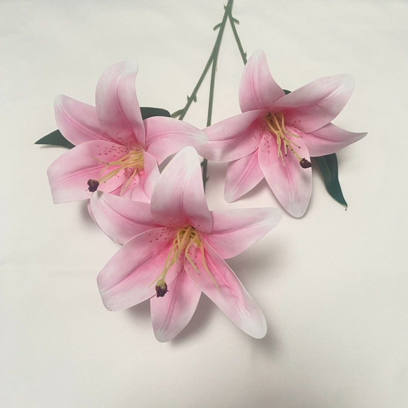 Xin Yuda 3-Head Silk Lily umjetni cvijet - 3D ispis, svadbena dekoracija za interijer, podna dekoracija