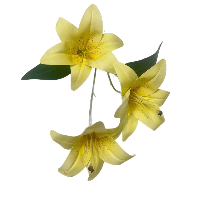 Xin Yuda 3-Head Silk Lily umjetni cvijet - 3D ispis, svadbena dekoracija za interijer, podna dekoracija