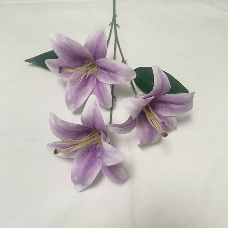 Xin Yuda 3-Head Silk Lily umjetni cvijet - 3D ispis, svadbena dekoracija za interijer, podna dekoracija