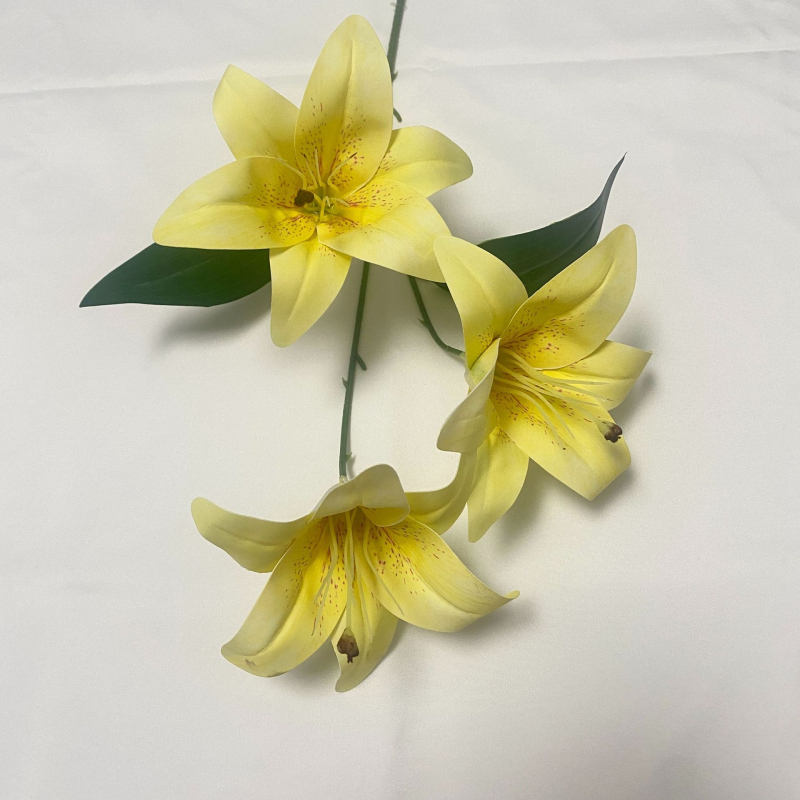 Xin Yuda 3-Head Silk Lily umjetni cvijet - 3D ispis, svadbena dekoracija za interijer, podna dekoracija