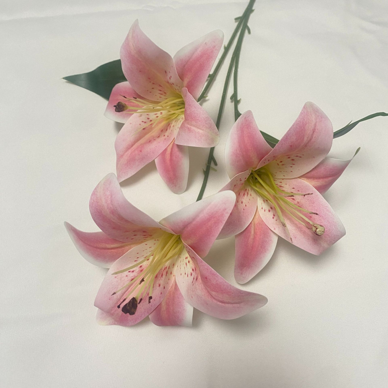 Xin Yuda 3-Head Silk Lily umjetni cvijet - 3D ispis, svadbena dekoracija za interijer, podna dekoracija