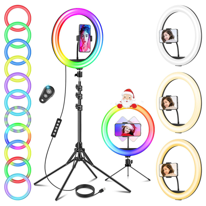 LED kruhové svetlo MJ33 so tromi teplotami farieb a nastaviteľnou jasnosťou pre živé vysielanie