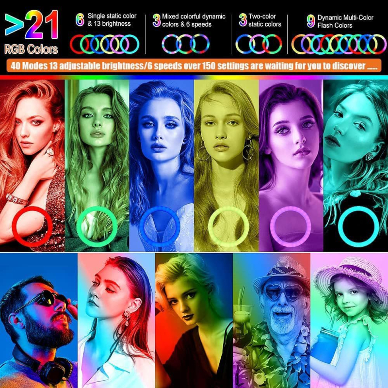 LED kruhové svetlo MJ33 so tromi teplotami farieb a nastaviteľnou jasnosťou pre živé vysielanie