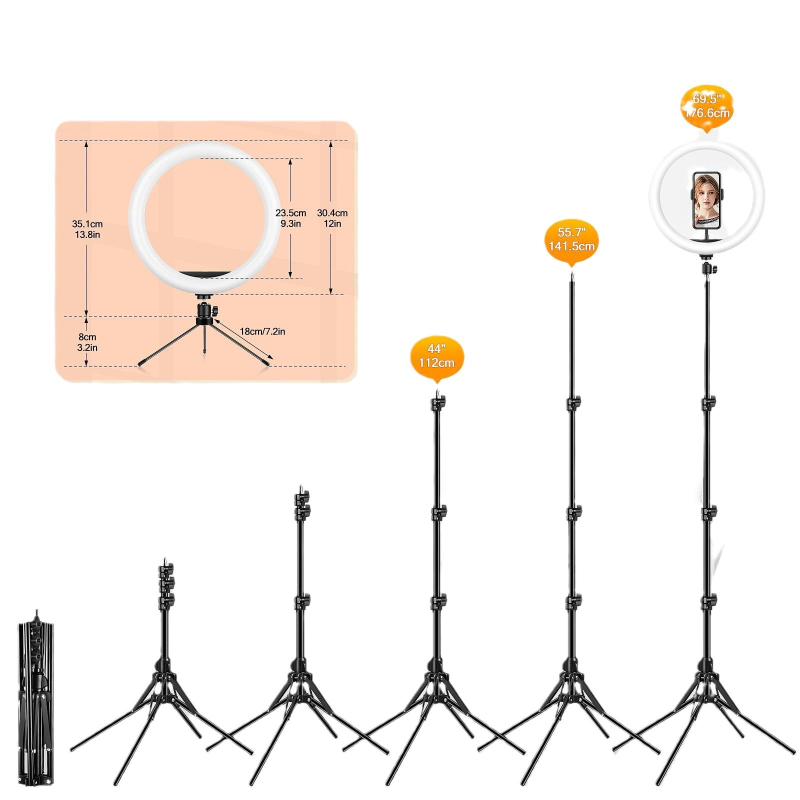 LED kruhové svetlo MJ33 so tromi teplotami farieb a nastaviteľnou jasnosťou pre živé vysielanie