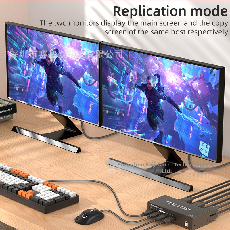 HDMI KVM lüliti, 2 sisse, 2 välja, kaheks arvutiks, jagatud klaviatuur ja hiir, 4K60Hz, Windows 7, mudel 202-U3-A