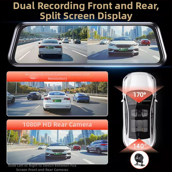 Automobilová kamera s prednou a zadnou duálnou šošovkou, 2160p, 5MP, 256GB, Wi-Fi