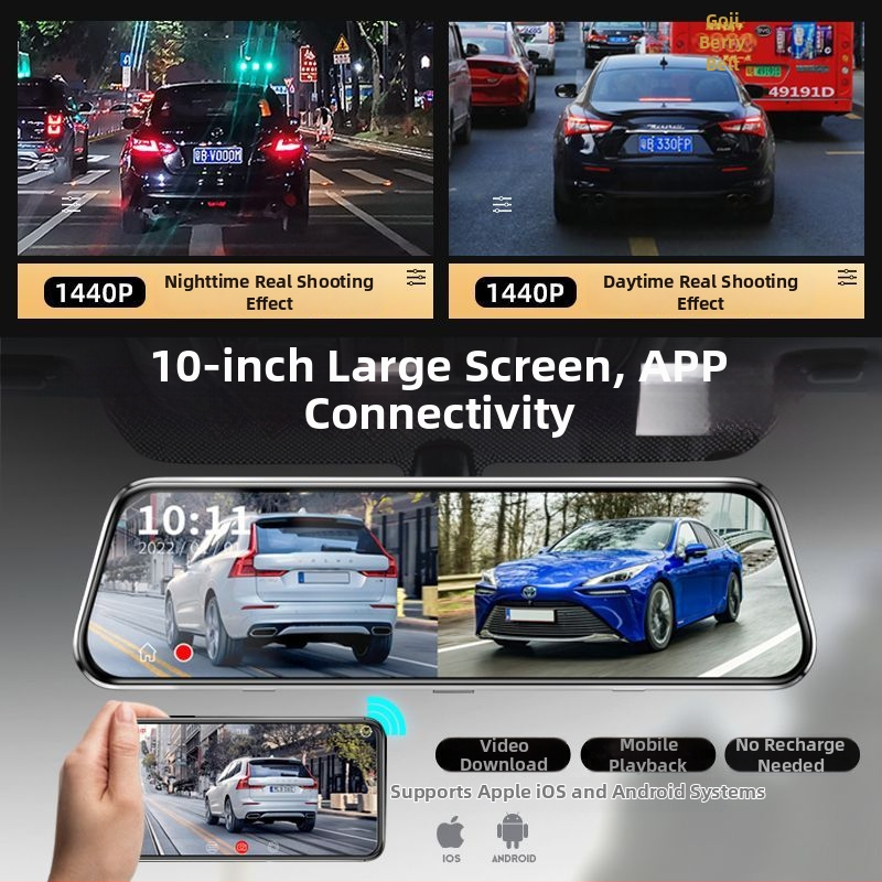 Automobilová kamera s prednou a zadnou duálnou šošovkou, 2160p, 5MP, 256GB, Wi-Fi
