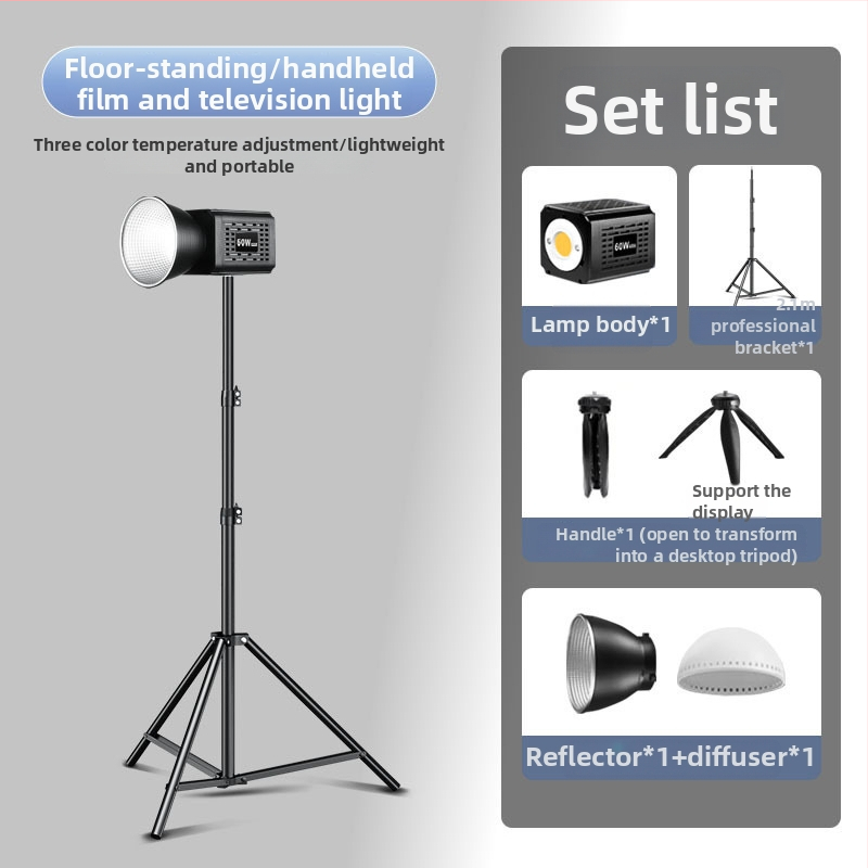 YM-S60 COB LED vonkajšie svetlo pre fotografiu – ručné, prenosné osvetlenie pre živé vysielanie a fotografovanie, 60W, vstavaná batéria