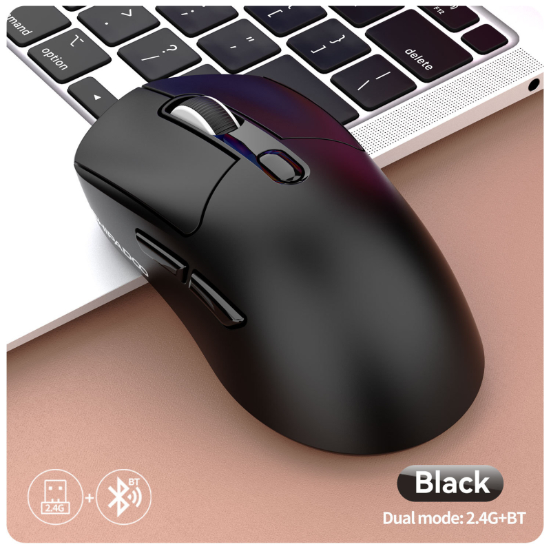 Bežični gaming miš A7 s dvostrukim načinom, 4800 DPI, 6 tipki, USB, 2.4G + Bluetooth, doseg 10 m, punjiva litijska baterija