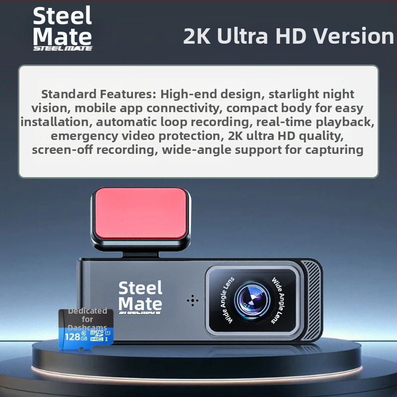4K dash kamera su 120° matymo kampu, SD kortelės saugojimas, judesio aptikimas, be ekrano