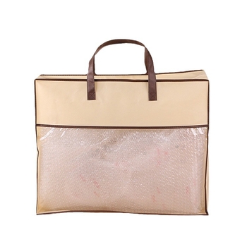 Netkāta soma ar rāvējslēdzēju mājas tekstilizstrādājumiem, Tote soma, spunlace materiāls, termotransferdruka, ar dibenu un sānu panelēm, pielāgojama