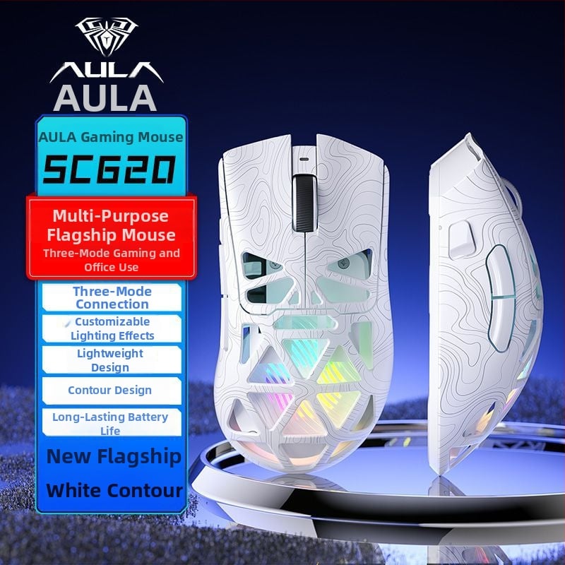 Mouse gaming wireless SC620 de la Aula/Wolf Spider – 8 butoane, senzor optic 12000 DPI, iluminare RGB, macroprogramare