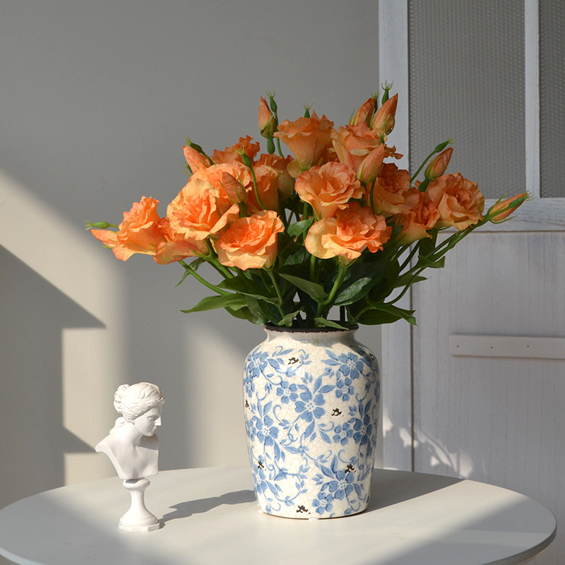 Buchet artificial de eustomă cu 3 capete pentru nunți și decor pentru casă, accesorii florale pentru fotografierea mesei (Material: floare de mătase, Meșteșug: Șabloane, Varietate: Altul, Scop: Altul)