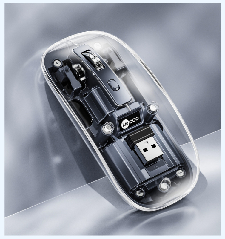 Mouse optic wireless Bluetooth în modul dual, 1200 DPI, USB, 3 butoane, pentru calculatoare desktop