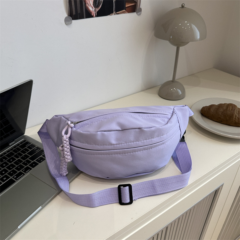 Geantă pentru piept din pânză, stil urban simplu, deschidere cu fermoar, buzunar laminat cu fermoar, buzunar intern cu patch, primăvara 2025