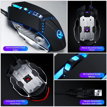 GM20 káblová optická herná myš, 6 tlačidiel, 1600 DPI, USB, 6 úrovní DPI