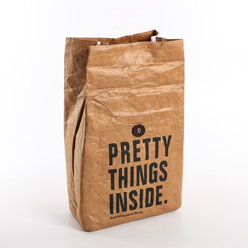 Geantă pentru prânz din hârtie Dupont cu logo imprimat, bază pătrată, geantă izolantă pentru mâncare, imprimare offset, construcție din hârtie Dupont