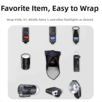 Fotografijos sulankstomas audinys su vidine kišene išorės įrašams – polimerinė medžiaga; suderinama su V350, V1, TT350, V860, V85; svoris 43/54/90 g