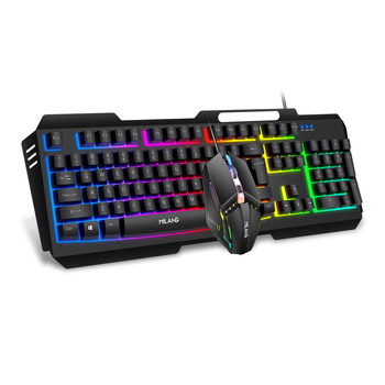 Káblový set klávesnice a myši s kovovým telom a RGB podsvietením, optoelektronický snímač 1200dpi, 1,4 m kábel, ergonomický dizajn, možnosť tlače loga