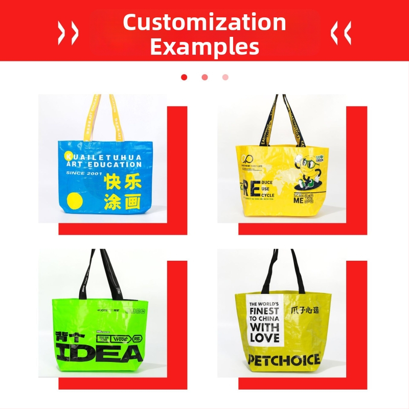 Käsitsi kootud PP materjalist kott, värviline trükkimine, koormus 15, ostlemiseks