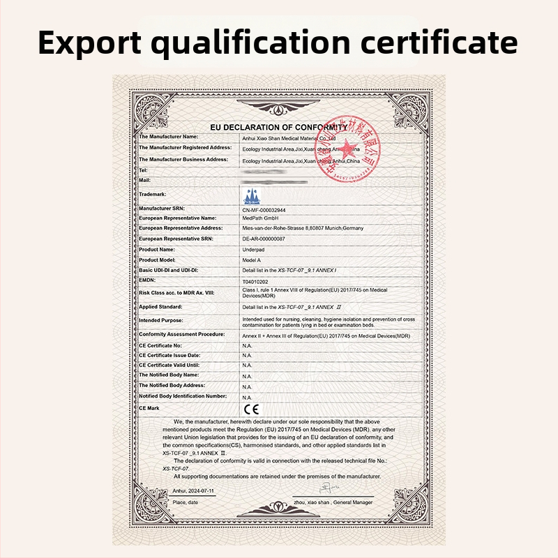 Hill ühekordne meditsiiniline hoolduspadi täiskasvanutele – hügieeniline voodiläbipadi haigla/arstitse vastuvõtu vooditele; säilivusaeg viis aastat; tootekood XS-medical nursing pad