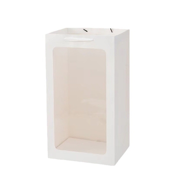 Geantă de cadouri cu fereastră Yilong - design transparent, sac de hârtie pătrat, logo tipărit