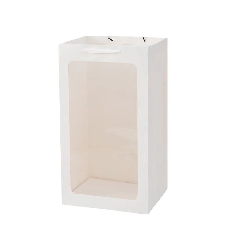 Geantă de cadouri cu fereastră Yilong - design transparent, sac de hârtie pătrat, logo tipărit