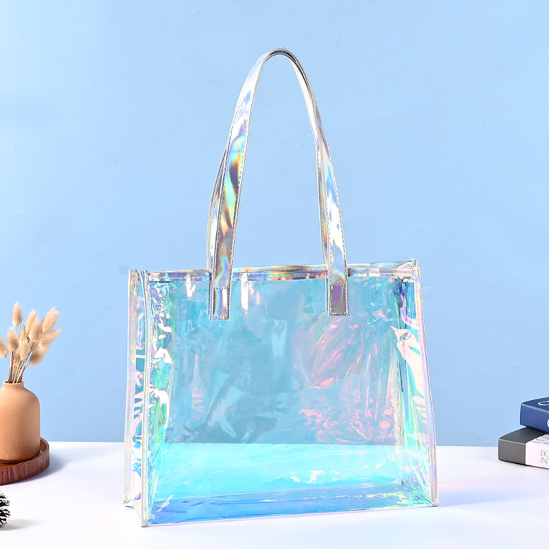 Geantă tote din PVC cu laser – capacitate mare, margini cu laser, personalizare cu grosime dublă