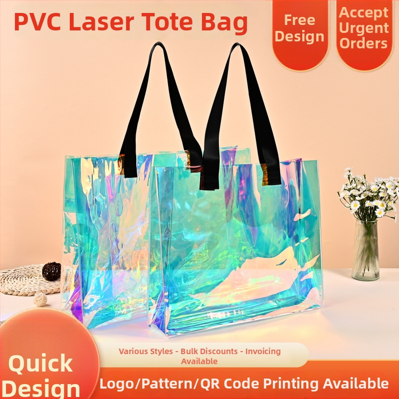 PVC lazerinė rankinė - pritaikoma vandeniui atspari pirkinių tašė, Yuyu prekės ženklas, universali rankinė