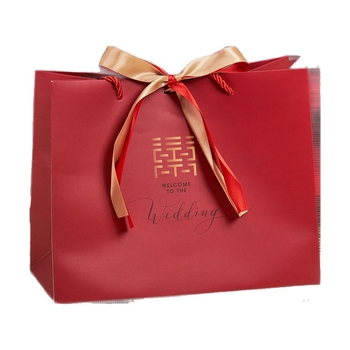 Geantă cadou pentru nuntă în stil chinezesc cu dublă fericire, imprimare offset, carton alb, brand Yijia, imprimare de logo disponibilă