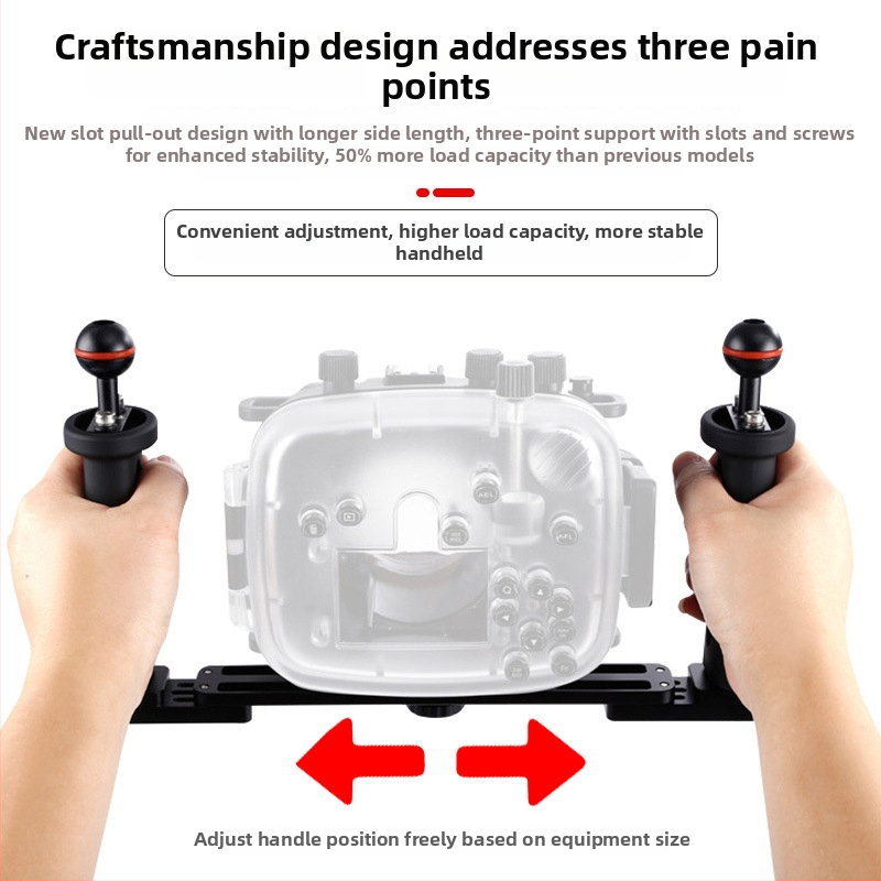 Alumīnija sakausējuma zemūdens korpusa stiprinājums GoPro/Xiaoyi, modelis PY-046, 3 mezgli, svars 0,556 kg