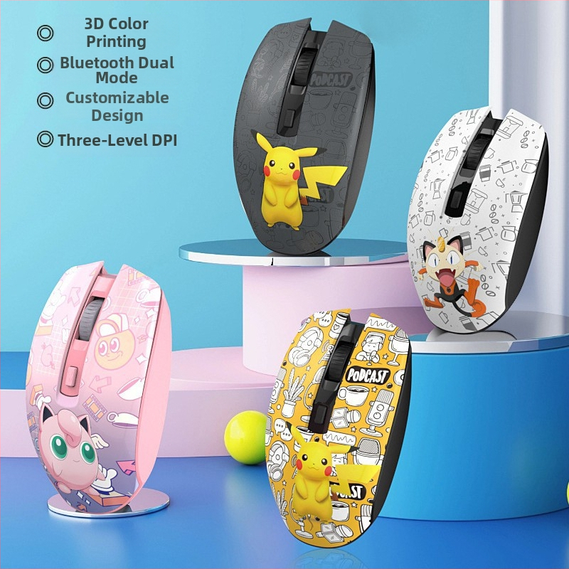 Optická bezdrôtová myš s dvomi režimami 2.4G a Bluetooth, 1000dpi, 4 tlačidlá, ergonómia, kompatibilná s desktopom, logo prispôsobenie