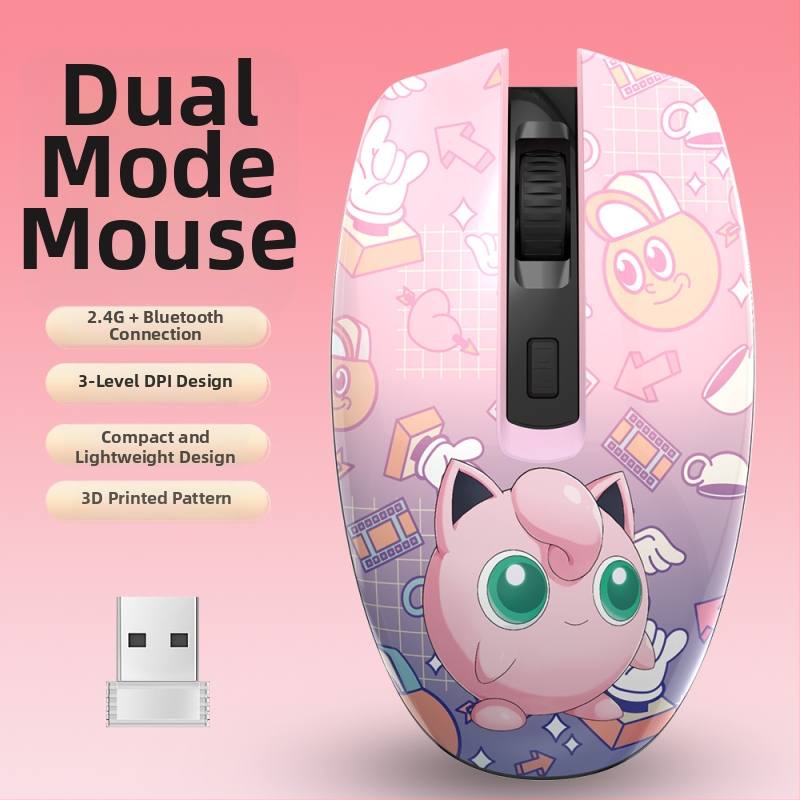 Optická bezdrôtová myš s dvomi režimami 2.4G a Bluetooth, 1000dpi, 4 tlačidlá, ergonómia, kompatibilná s desktopom, logo prispôsobenie